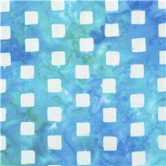 Tissu en coton batik bleu encre vif aspect teint cubes de glace blancs Tissu par Michael Miller