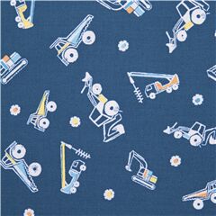 Tissu bleu fonc chariots lvateurs et engins de construction Tissu par Dear Stella