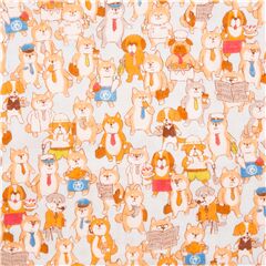 Japanese Kawaii Cute Dogs Going to Work Fabric by Cosmo