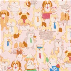 Chiens Mignons Kawaii Japonais Vont Au Travail Tissu par Cosmo