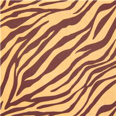 Tissu en coton avec des rayures zbres marron sur fond beige Tissu par Michael Miller