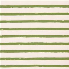 Tissu double gaze en coton  rayures vertes et blanches peintes Tissu par Cosmo