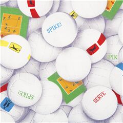 Tissu coton volley-ball, diagrammes de jeux, balles blanches comptition sport coupon (coupon)