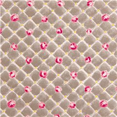 Tissu en coton gris points de treillis style couette avec des roses roses Tissu par Cosmo
