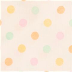 Tissu japonais coton cru  pois orange, roses, verts, jaunes, forme de grille Tissu par Cosmo