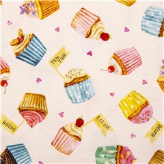 beige retro kitchen utensils stripes fabric Michael Miller Fabric by  Michael Miller - modeS4u