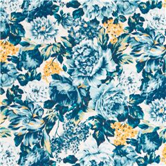 Tissu crme roses bleues, jaunes, dahlias, tulipes, lilas Tissu par Liberty Fabrics