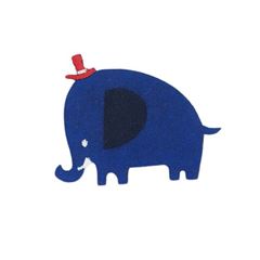 Parche termoadhesivo elefante azul oscuro con sombrero rojo 1 unidad de Japanese Indie