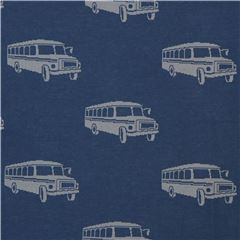 Tissu echino Jacquard bleu fonc avec des autobus gris Tissu par Echino Fabrics