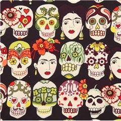Gotas De Amor Frida Sugar Skulls Fabric by Alexander Henry