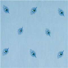 Tissu en coton bleu clair avec des plumes Tissu par Liberty Fabrics