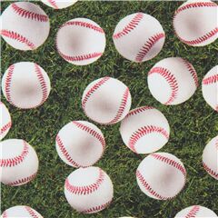 Grner Stoff mit Baseballs Stoff von Robert Kaufman