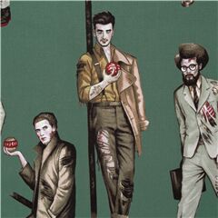Forza Con Cervello Affascinanti Uomini Zombie Pin-Up Tessuto di Alexander Henry