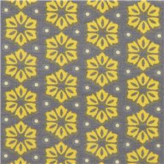 Tissu jersey gris avec des fleurs jaune chartreuse Tissu par Stof France
