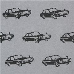 Tissu echino Jacquard gris avec des voitures noires Tissu par Echino Fabrics