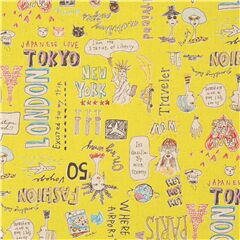 Destination De Voyage Images Gribouilles  La Main Tissu par Japanese Indie