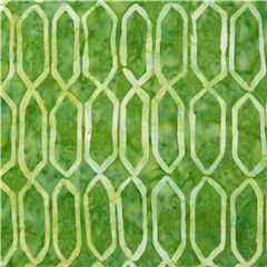 Tela algodn estilo sarong batik reja hexagonal polgonos ikat verde despintado Tela de Michael Miller