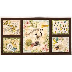 Tissu marron  panneaux en coton insectes, lopards, porcs-pics Tissu par Michael Miller