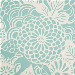 Grand Pochoir Artistique Vert-Bleu Fleur De Dahlia Tissu par Alexander Henry