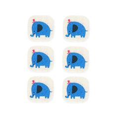 Parche termoadhesivo crema claro cuadrado elefante azul 6 unidades de Japanese Indie
