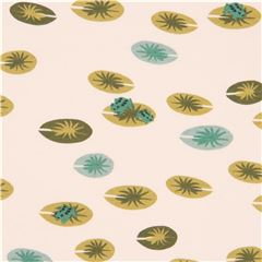 light cream with green lily pad birch knit organic fabric USA Remnant (Remnant)