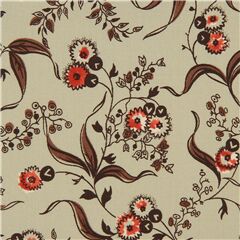 Tissu vert olive clair avec des fleurs  vent Tissu par Alexander Henry