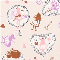 Tissu Oxford en coton lisse pche clair avec Alice au pays des merveilles Tissu par Japanese Indie