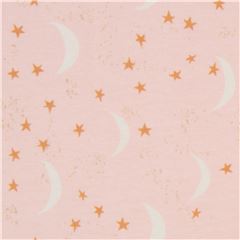 Tissu en jersey pche clair avec des toiles et des lunes Tissu par Art Gallery Fabrics