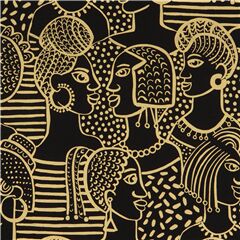 Golden Lady Side Profiles Fabric by Alexander Henry