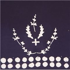 Marineblauer Doppelrand Ornament Baumwollstoff von Andover Stoff