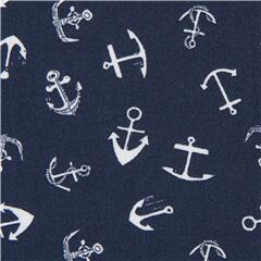 marineblauer Stoff mit weien Ankern Stoff von Dear Stella