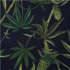 Tissu Oxford lourd bleu marine avec des feuilles Tissu par Alexander Henry