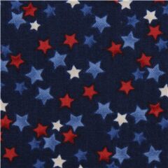 Tissu bleu marine petites toiles rouges bleues blanches coupon (coupon)