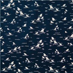 Tissu coton bleu marine Jaws cratures de l'ocan blanches Tissu par Timeless Treasures