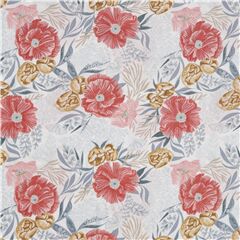 Tissu en coton avec des fleurs et coquelicots orange corail Tissu par Dear Stella