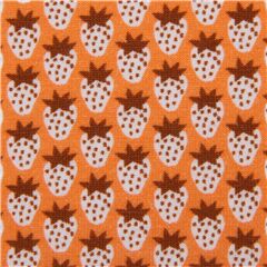 Tissu jersey orange avec des mini-fraises Tissu par Robert Kaufman