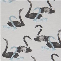 Tissu jersey bio Stof Fabrics gris avec des cygnes Tissu par Stof France