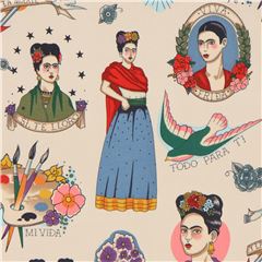 Tissu marron ple avec Frida Tissu