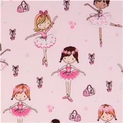 Tissu Timeless Treasures rose ple  paillettes avec des danseuses de ballet Tissu