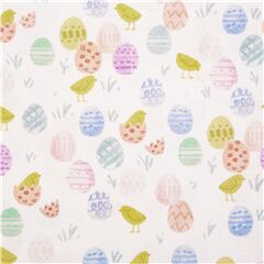 Tissu pastel avec des poussins, des oeufs de Pques et de l'herbe Tissu par Dear Stella