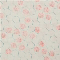 Tissu en coton gris lignes bleues hexagones bleus argent mtal roses Tissu par Robert Kaufman