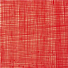 Tissu rouge et beige taupe avec un motif de quadrillage Tissu par Alexander Henry