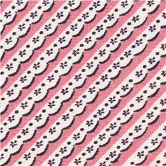 Tissu en coton  rayures roses en diagonale dentelle festonne Tissu par Michael Miller