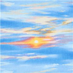 Tissu avec le ciel bleu et le soleil, Landscape Medley Tissu par Elizabeth's Studio
