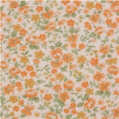 Tissu jersey lisse cru avec des petites fleurs orange import du Japon Tissu par Cosmo
