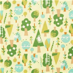 Tissu en coton lisse Japon arbres avec des blocs gomtriques vert bleu kaki graphique Tissu par Cosmo