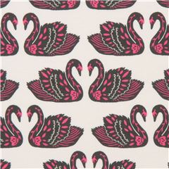 Tissu en jersey crme clair avec des cygnes coupon (coupon)