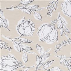 toile de Jouy Tissu jersey beige avec des fleurs Tissu par Art Gallery Fabrics