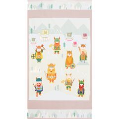 Tissu en coton  panneaux Vikings, pes, casques, montagnes Tissu par Quilting Treasures