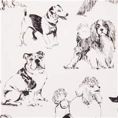 Tissu blanc avec des chiens, des Golden Retrievers, caniches Tissu par Timeless Treasures